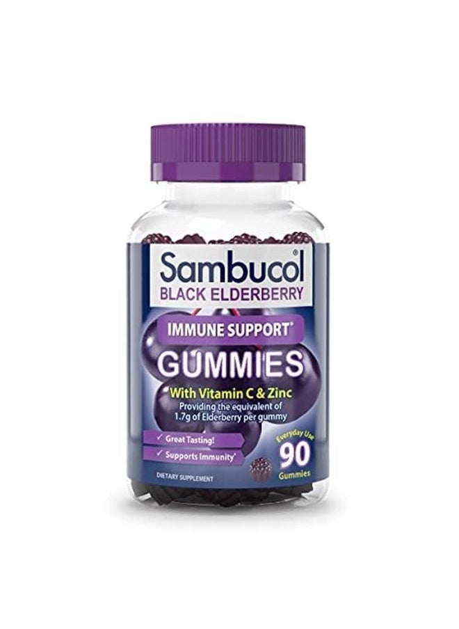Sambucol Elderberry Gummies for Adults with Vitamin C; Zinc; Sambucus Elderberry Gummies for Immune Support with High Antioxidants; Gluten Free; Vegan; 1 Gummy Per Serving; 90 Count (90 Day Supply)  - Image 1