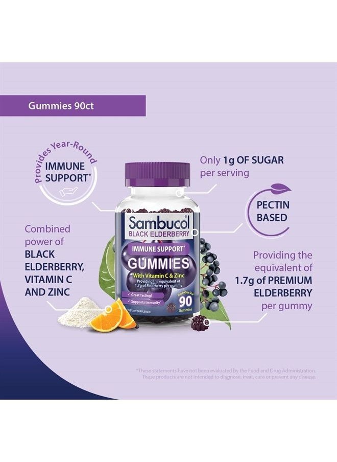 Sambucol Elderberry Gummies for Adults with Vitamin C; Zinc; Sambucus Elderberry Gummies for Immune Support with High Antioxidants; Gluten Free; Vegan; 1 Gummy Per Serving; 90 Count (90 Day Supply)  - Image 2