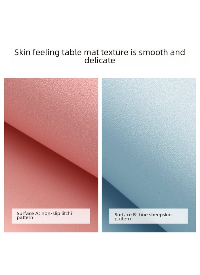 Generic - Oversized Solid Color Double-sided Leather Mouse Pad Custom Computer Office Desk Pad Advertising Leather Calendar Mouse Pad Desk Pad-Color:Custom Size Sewing-Pattern:Cork + Jelly Blue (no Car Line) - Image 1
