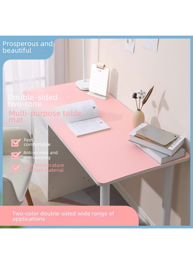 Generic - Oversized Solid Color Double-sided Leather Mouse Pad Custom Computer Office Desk Pad Advertising Leather Calendar Mouse Pad Desk Pad-Color:Custom Size Sewing-Pattern:Cork + Jelly Blue (no Car Line) - Image 1