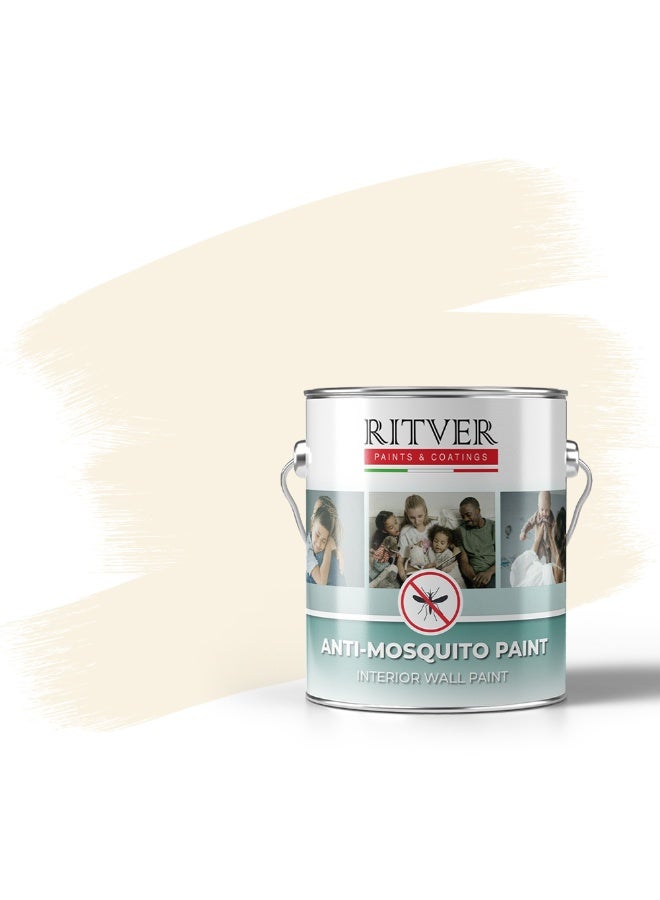 ريتفر طلاء جدران ريتفر مضاد للبعوض والحشرات - قشر بيض فاخر - أبيض عاجي - مضاد للبكتيريا - 3.6 لتر، لمسة نهائية غير لامعة - Image 1