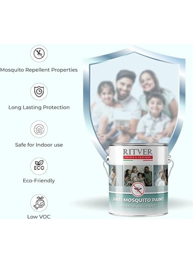 ريتفر طلاء جدران ريتفر مضاد للبعوض والحشرات - قشر بيض فاخر - أبيض عاجي - مضاد للبكتيريا - 3.6 لتر، لمسة نهائية غير لامعة - Image 5