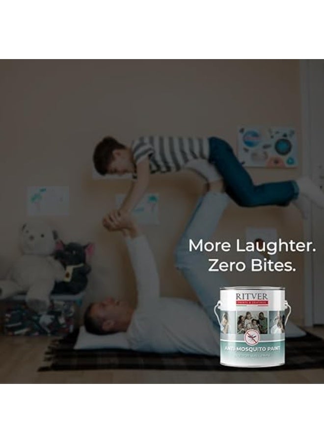 ريتفر طلاء جدران ريتفر مضاد للبعوض والحشرات - قشر بيض فاخر - أبيض عاجي - مضاد للبكتيريا - 3.6 لتر، لمسة نهائية غير لامعة - Image 4
