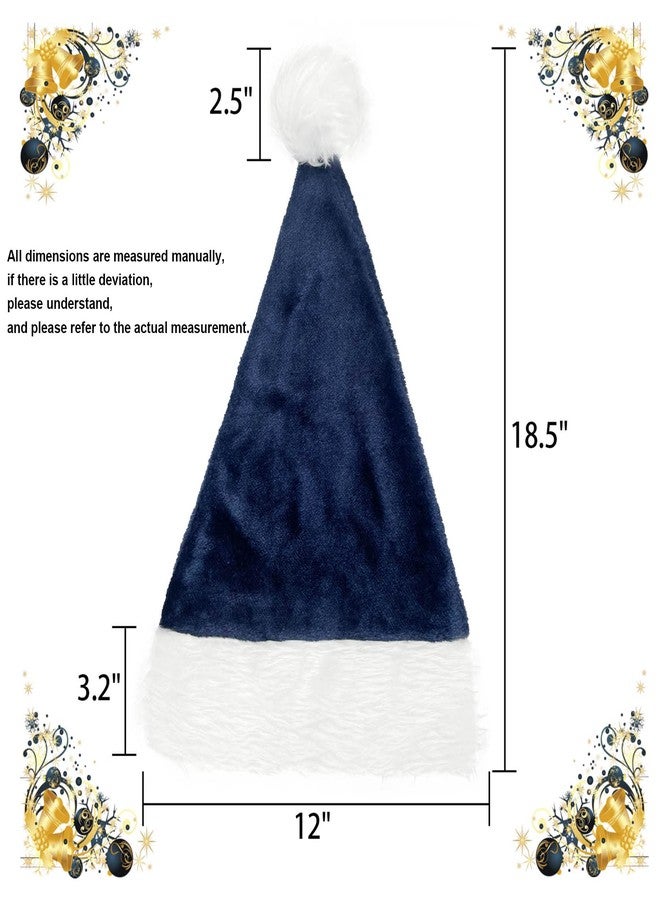 QZMCEAGS Navy Blue Christmas Hat, Santa Hat, Xmas Holiday Hats for Unisex Adults, Comfortable Plush Classic Santa Claus Hats, Christmas New Year Festive Holiday Party Supplies - Image 3