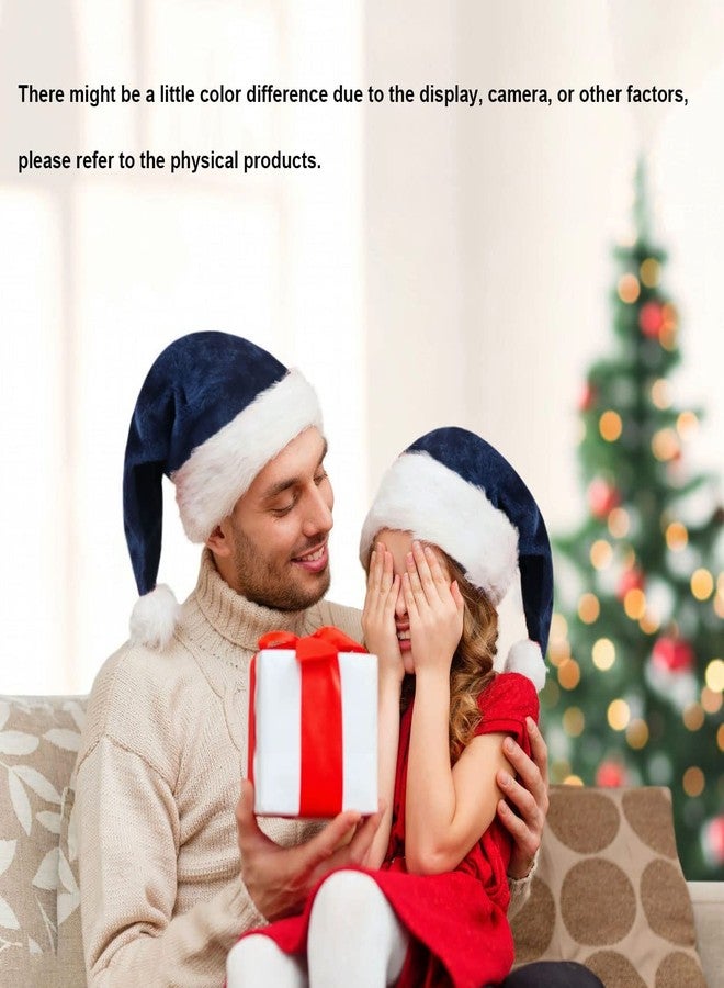 QZMCEAGS Navy Blue Christmas Hat, Santa Hat, Xmas Holiday Hats for Unisex Adults, Comfortable Plush Classic Santa Claus Hats, Christmas New Year Festive Holiday Party Supplies - Image 2