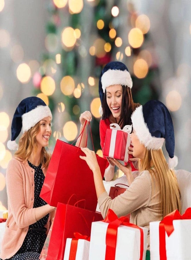 QZMCEAGS Navy Blue Christmas Hat, Santa Hat, Xmas Holiday Hats for Unisex Adults, Comfortable Plush Classic Santa Claus Hats, Christmas New Year Festive Holiday Party Supplies - Image 5
