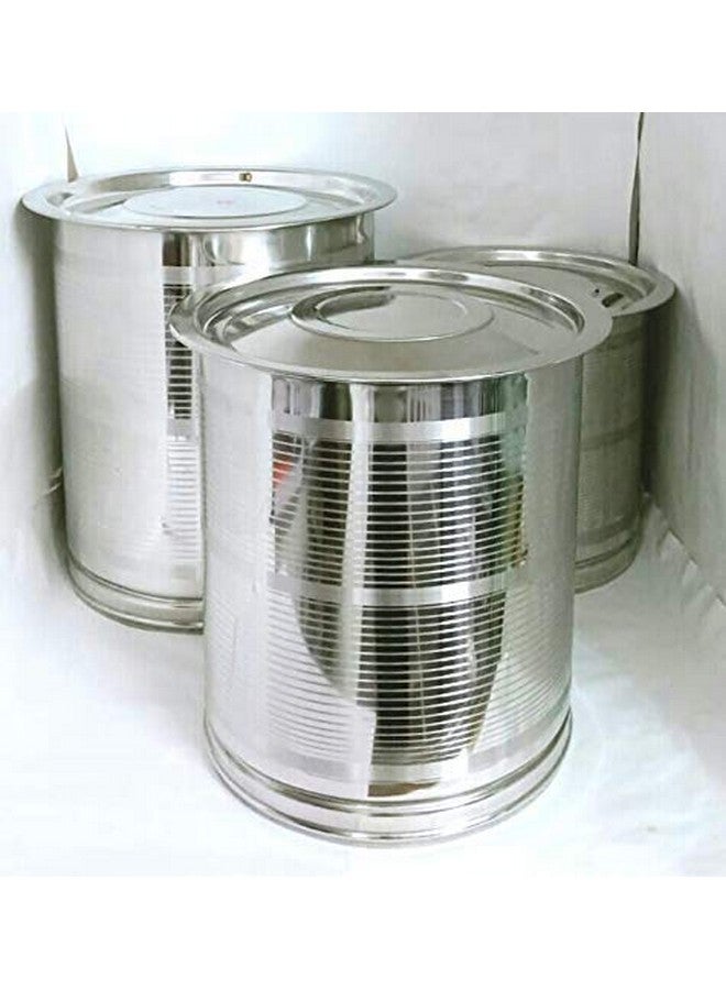 Sonanshi Sonanshi Stainless Steel Atta Tanki/Container/Box/Drum/Pawali/Tanki With Lid (Pack Of 3) (10, 16 & 20 Litres), Silver  - Image 3