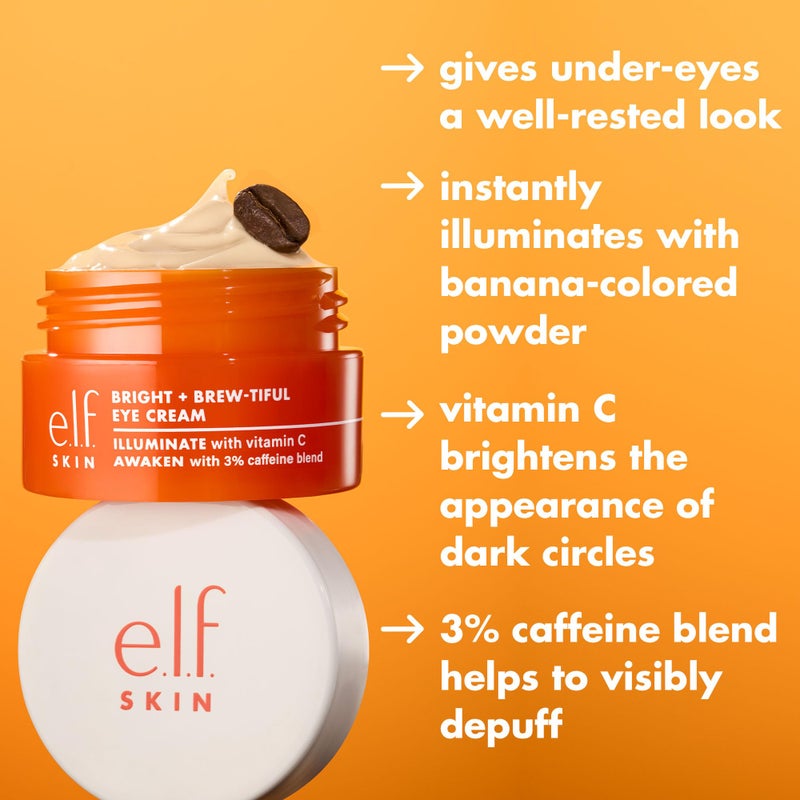 elf e.l.f. SKIN Bright + Brew-tiful Eye Cream, Helps Brighten Appearance Of Undereye Dark Circles & Repair Puffiness, Vegan & Cruelty-Free - Image 2