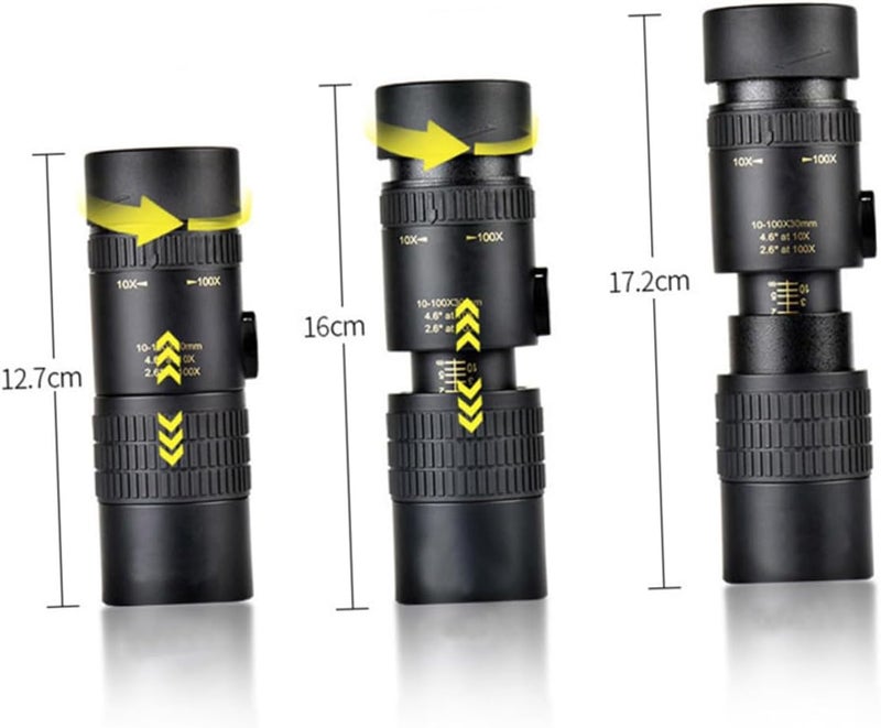 LABRIMP 10-30x30 Zoom Monocular Telescope for Cell Phone Photography, Portable Pocket Optical for Outdoor Travel, and Camping (no Tripod, Black) - Image 2