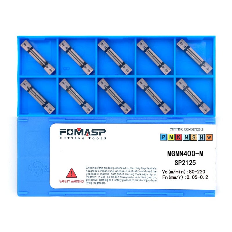 FomaSP MGMN400-M Carbide Grooving Inserts for MGEHR/L and MGIVR/L Grooving Cut-Off Tool Holder, Installed with KOLORY, PVD Coating, 10pcs - Image 1