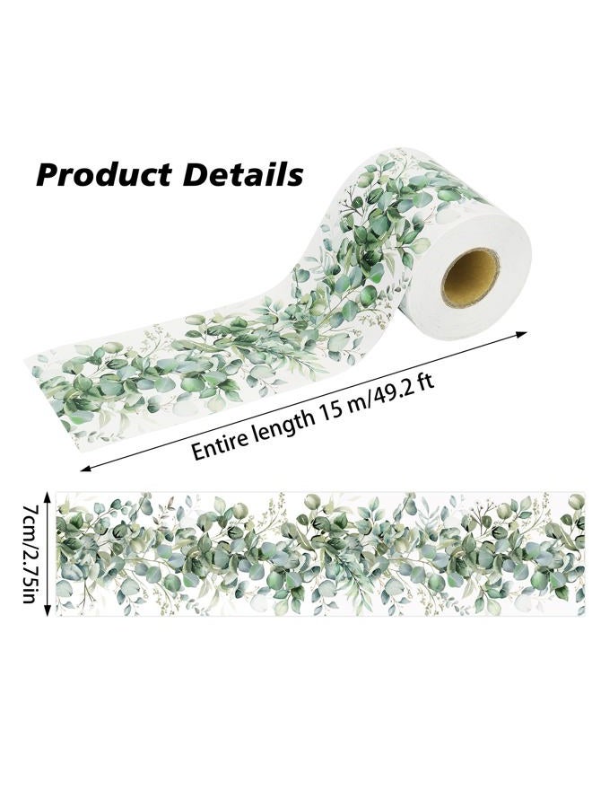 Lucleag 49.2Ft Eucalyptus Bulletin Board Border, Self-Adhesive Greenery Eucalyptus Bulletin Board Border Trim for Classroom Back to School Home Theme Party Photo Wall Decorations - Image 2