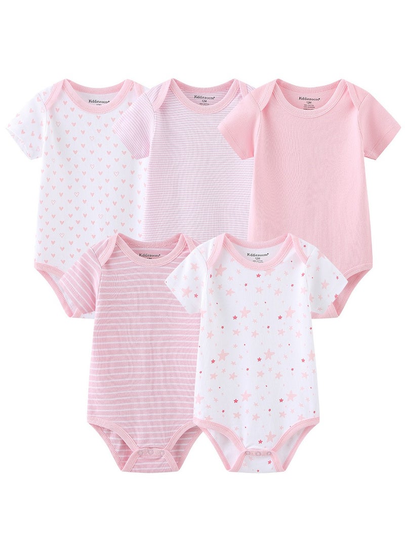 RedMapleTEK Baby Pure Cotton Jumpsuit Short-sleeved Crawling Suit Five-piece Set - Image 1