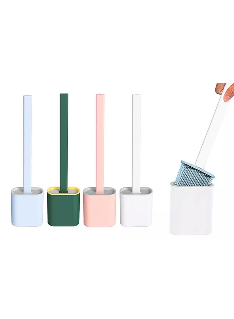 DubaiGallery 4 pcs Silicone Toilet Brush Long Handle Cleaning Leak-proof Brush With Flat Base Flexible Soft Brush Bathroom Accessories