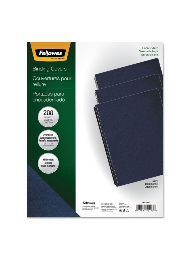 Fellowes 52113 Linen Texture Binding System Covers, 11-1/4 x 8-3/4, Navy (Pack of 200) - Image 4