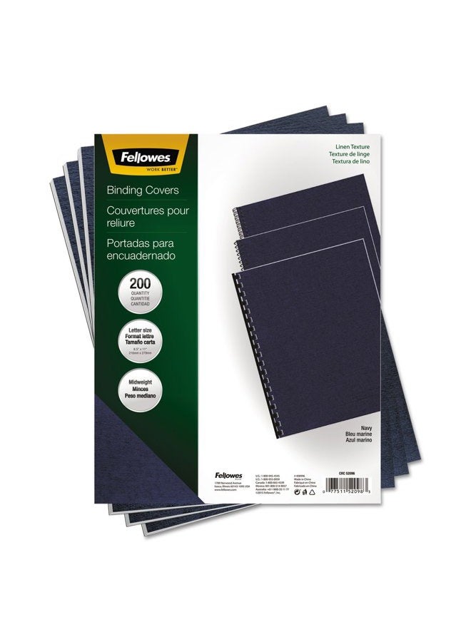 Fellowes 52113 Linen Texture Binding System Covers, 11-1/4 x 8-3/4, Navy (Pack of 200) - Image 3