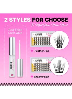 Calailis Individual Lashes, Diy Eyelash Extensions, Super Thin Glue-Based Band, Natural Look Reusable, 11/13/15/15 Mm,Lasting For 48 Hours Individual Diy Eyelashes(Lr02)  - Image 2