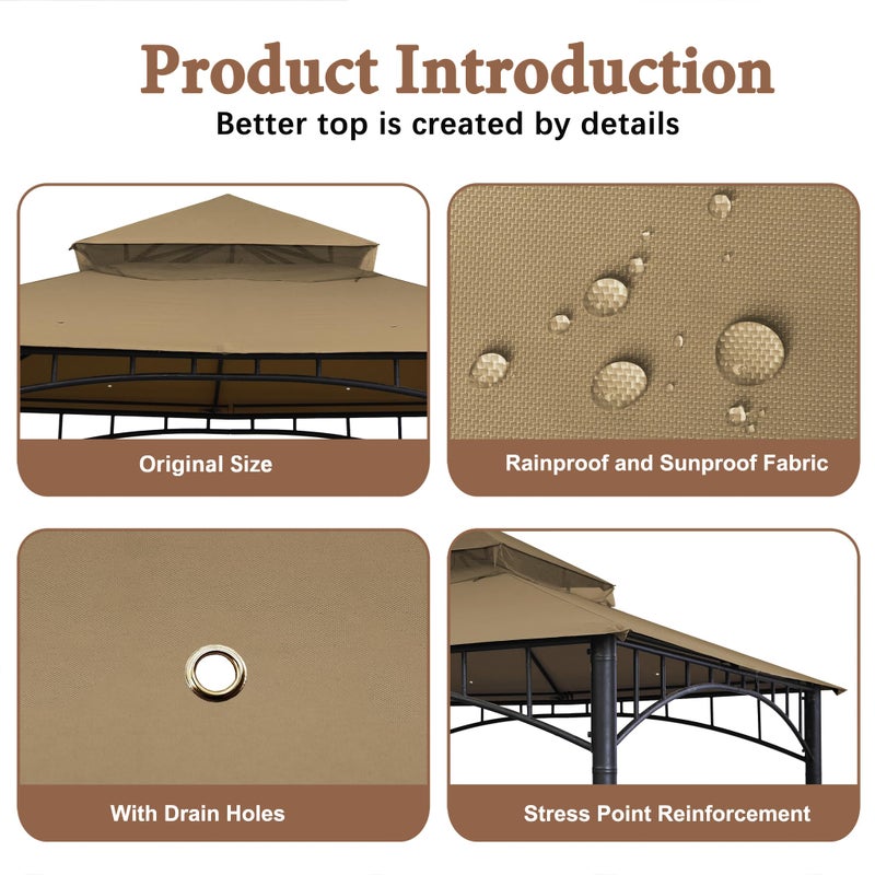 SCOCANOPY Replacement roof Compatible with Target Madaga Gazebo Model L-GZ136PST,(Tan) - Image 3