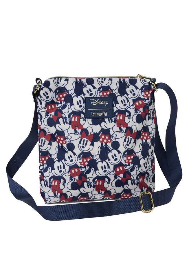 Loungefly Mickey and Minnie Mouse Crossbody Purse Women's Passport Bag Navy Nylon - Image 2