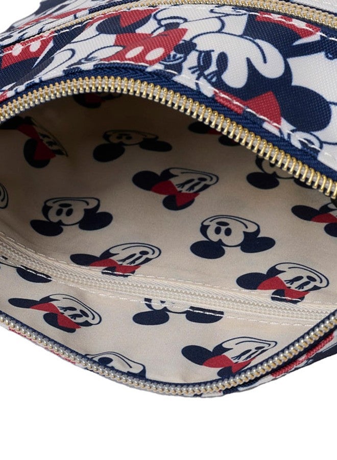 Loungefly Mickey and Minnie Mouse Crossbody Purse Women's Passport Bag Navy Nylon - Image 5