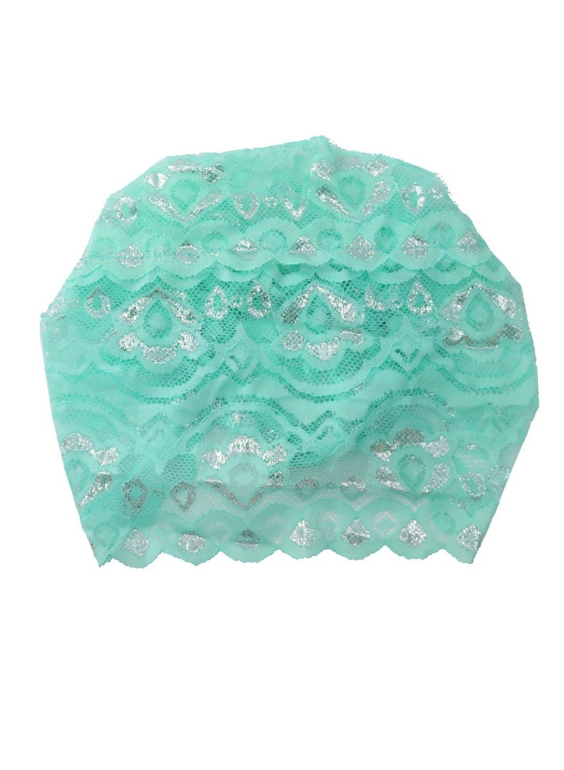 Loquat Women's Solid Color Shiny Lace Hijab Inner Cap Light Green  - Image 2