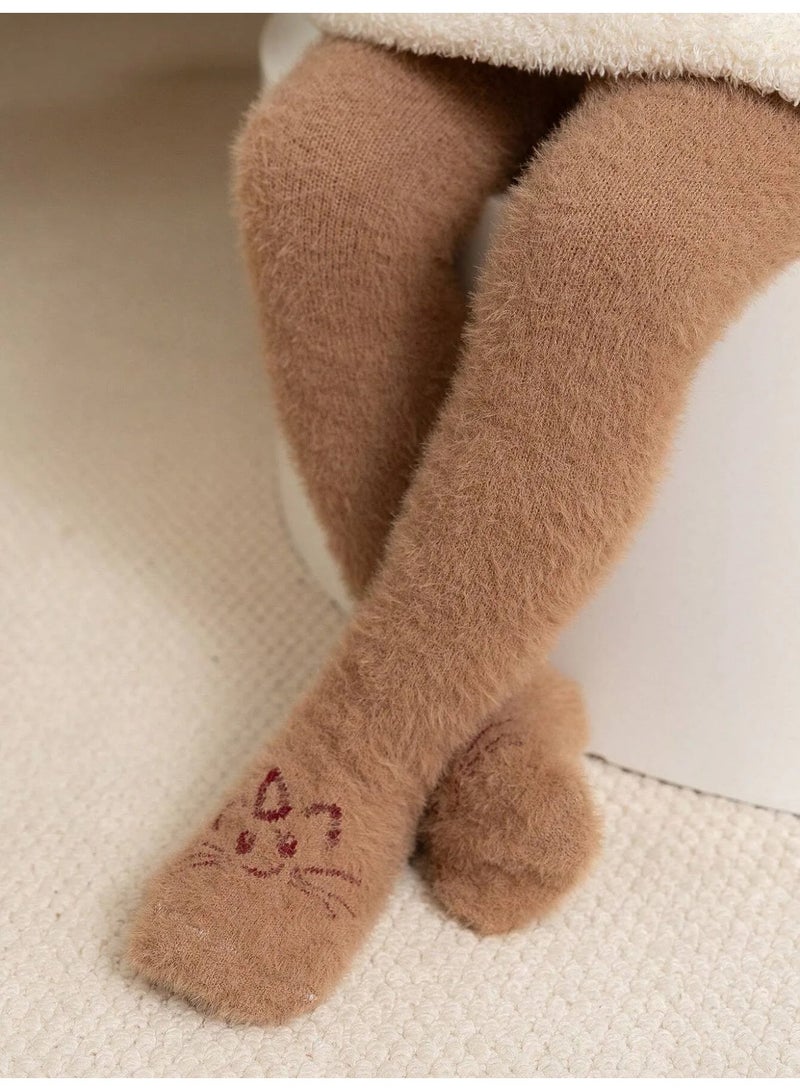 جوارب شتويه طويله للاطفال زوجين بتصميم قطه لطيفه جوارب شتويه طويله مصنوعه من الفليس توفر دفئاً ممتازاً لطفلك خلال الأيام الباردة تناسب من عمر 2-4 سنوات - Image 3