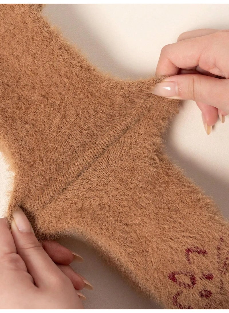 جوارب شتويه طويله للاطفال زوجين بتصميم قطه لطيفه جوارب شتويه طويله مصنوعه من الفليس توفر دفئاً ممتازاً لطفلك خلال الأيام الباردة تناسب من عمر 2-4 سنوات - Image 5