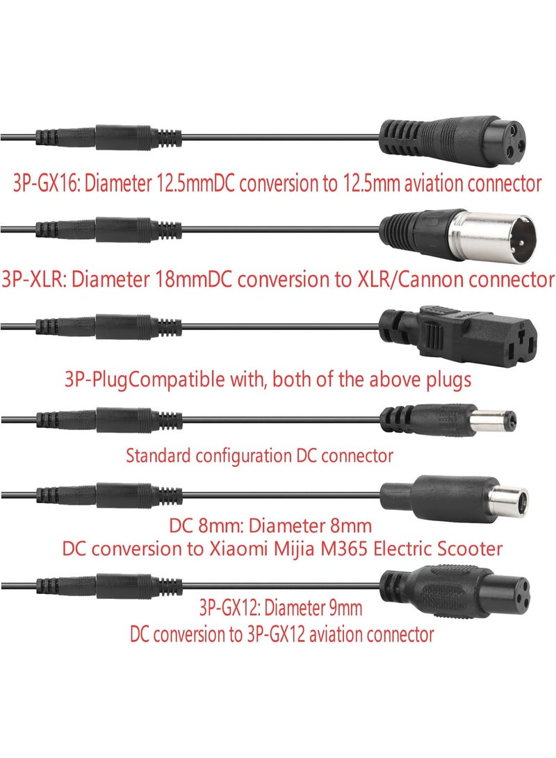 شاحن سكوتر كهربائي 42 فولت 2 أمبير لبطارية ليثيوم أيون 36 فولت، شاحن سكوتر كهربائي سريع الشحن، متوافق مع سكوتر M365 الكهربائي والدراجة الكهربائية، يتضمن 6 مقابس، شاحن بطارية سكوتر التنقل - Image 5