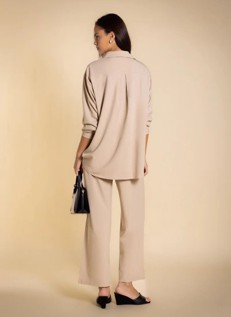 SHAPES Beige COMFORT SHIRT SET for Women | Best Price UAE