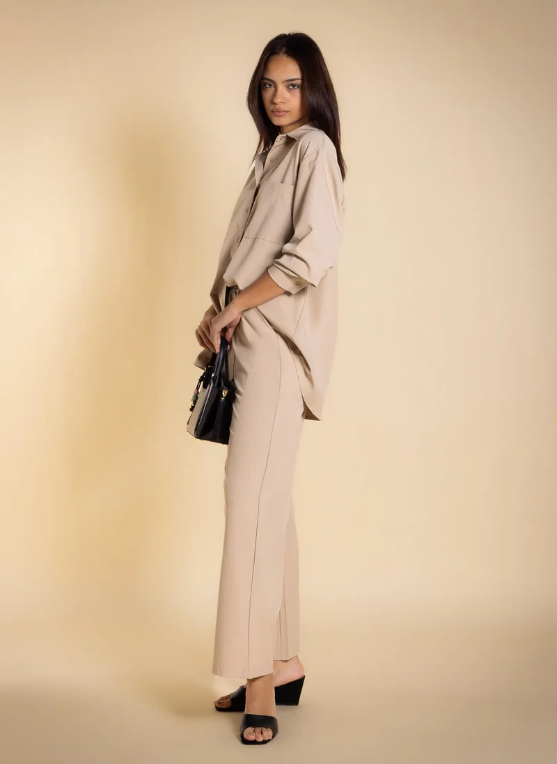 SHAPES Beige COMFORT SHIRT SET for Women | Best Price UAE