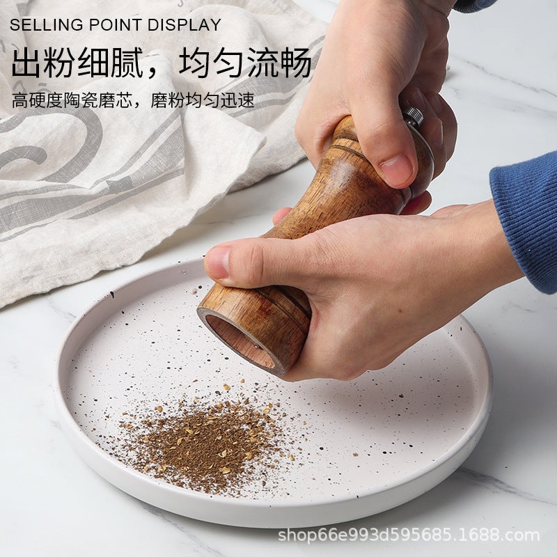 Sale New Rubber Wood Pepper Grinder Manual Wood Black Pepper Grinder Kitchen Blend - Image 4