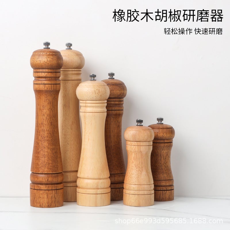 Sale New Rubber Wood Pepper Grinder Manual Wood Black Pepper Grinder Kitchen Blend - Image 2