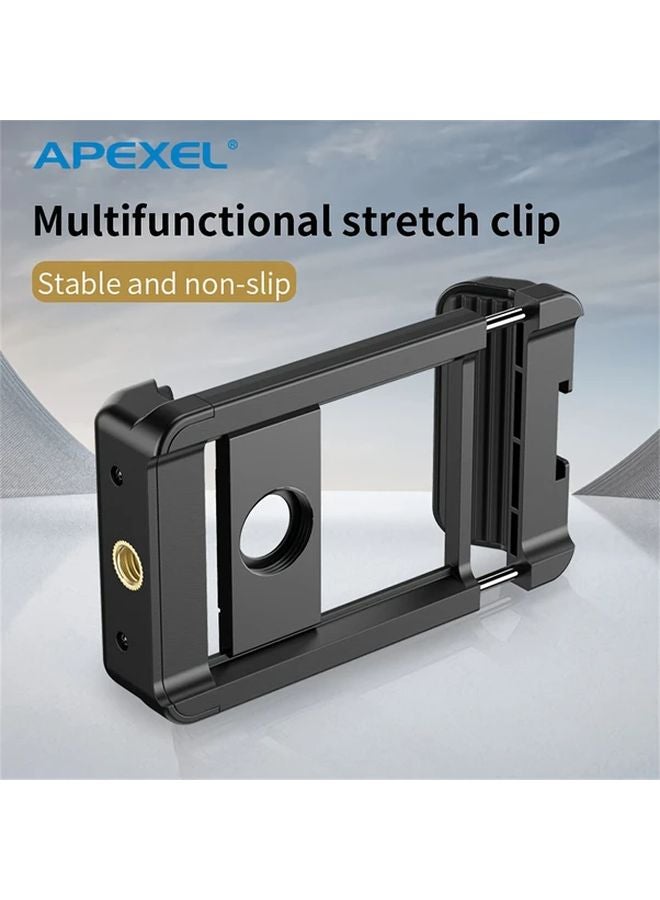 Apexel كلّيب هاتف ذكي أسود عالمي بخيط 17 مم لمعظم العدسات قابل للتثبيت على الحامل ثلاثي القوائم - Image 1