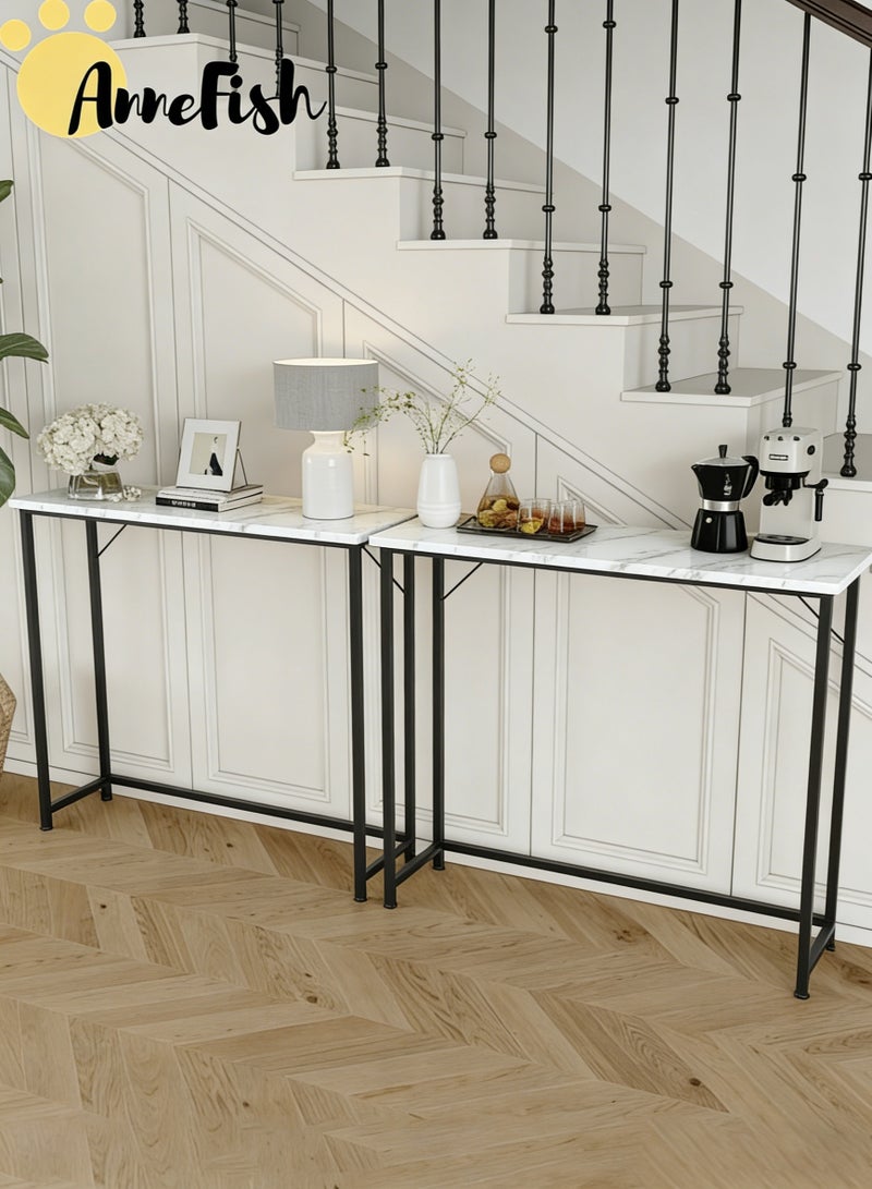 AnneFish 2PCS 100*30*80cm Console Table for Entryway Modern Home Sofa Coffee Table Entrance Table Dining Room Kitchen Bar Display Table for Hallway Living Room Bedroom - Image 1