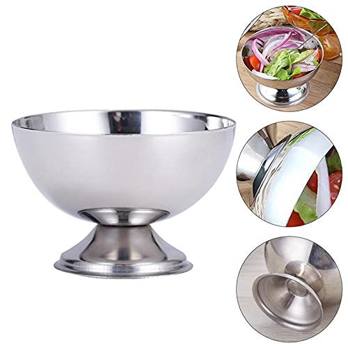 RBGIIT Enterprise Stainless Steel Cut Design Spoon Flower Shape Serving Bowl for Ice CreamSaladFruitPudding 6 Spoon and 6 Bowl Stainless Steel Disposable Dessert Bowl Silver Pack of 6 - Image 2