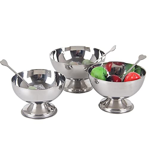 RBGIIT Enterprise Stainless Steel Cut Design Spoon Flower Shape Serving Bowl for Ice CreamSaladFruitPudding 6 Spoon and 6 Bowl Stainless Steel Disposable Dessert Bowl Silver Pack of 6 - Image 4