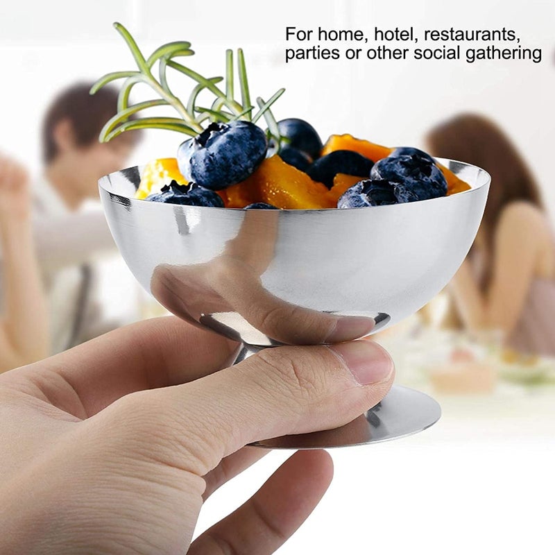 RBGIIT Enterprise Stainless Steel Cut Design Spoon Flower Shape Serving Bowl for Ice CreamSaladFruitPudding 6 Spoon and 6 Bowl Stainless Steel Disposable Dessert Bowl Silver Pack of 6 - Image 5