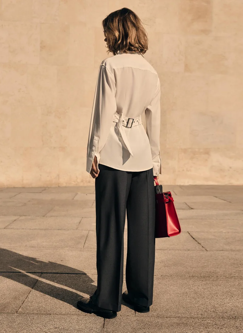 Lichi  Straight cut trousers with pleats and stitched creases for Women | Best Price UAE