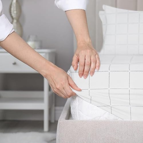 SleepyCat 200TC Percale Fitted Sheets with 1 Pillowcase | 100% Breathable Cotton Bedsheet | Cool & Crsip Feel | 360° Elastic Grip for Easy Tuck| Overboard Checks, Single Size, 72x36 Inch - Image 1
