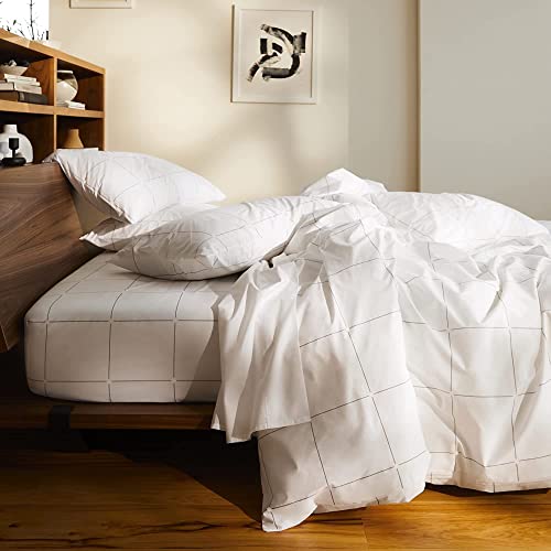 SleepyCat 200TC Percale Fitted Sheets with 1 Pillowcase | 100% Breathable Cotton Bedsheet | Cool & Crsip Feel | 360° Elastic Grip for Easy Tuck| Overboard Checks, Single Size, 72x36 Inch - Image 5