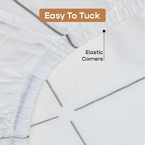 SleepyCat 200TC Percale Fitted Sheets with 1 Pillowcase | 100% Breathable Cotton Bedsheet | Cool & Crsip Feel | 360° Elastic Grip for Easy Tuck| Overboard Checks, Single Size, 72x36 Inch - Image 4