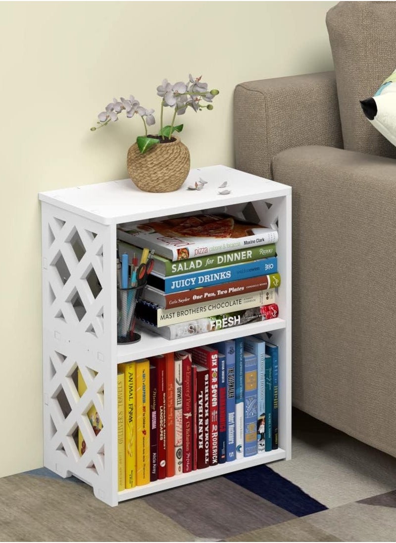 TPGP - Small Bookshelf, 3-Tier White Bookcase for Kids & Adults | 2-Shelf Open Storage Organizer for Bedroom, Living Room & Office | Ideal Small Bookshelf & Bookcase for Small Space - Image 1