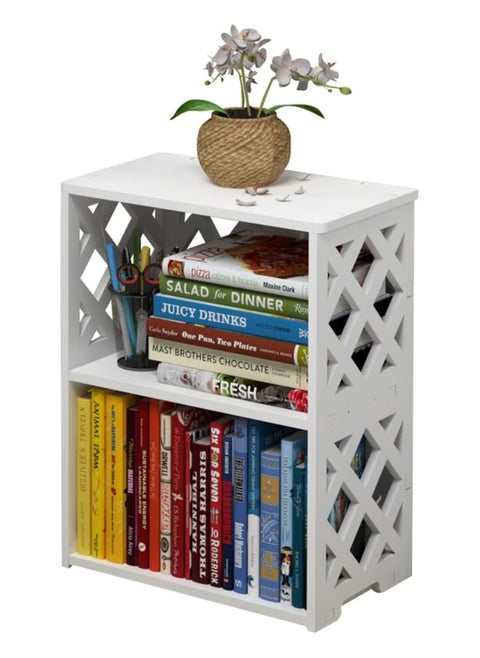 Small Bookshelf, 3-Tier White Bookcase for Kids & Adults | 2-Shelf Open Storage Organizer for Bedroom, Living Room & Office | Ideal Small Bookshelf & Bookcase for Small Space
