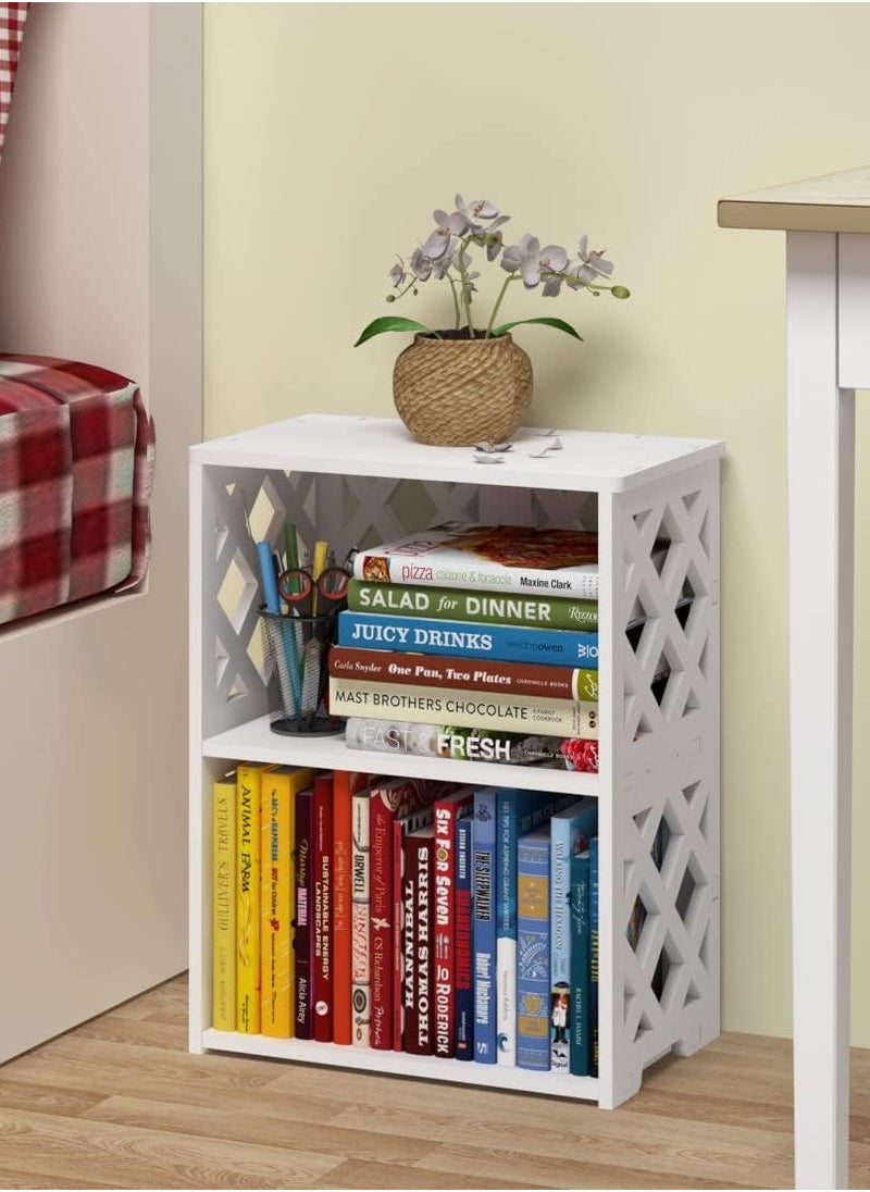 TPGP - Small Bookshelf, 3-Tier White Bookcase for Kids & Adults | 2-Shelf Open Storage Organizer for Bedroom, Living Room & Office | Ideal Small Bookshelf & Bookcase for Small Space - Image 1