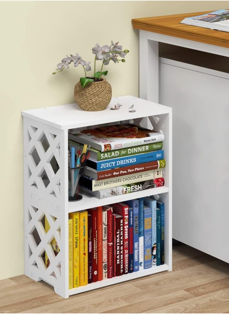 TPGP - Small Bookshelf, 3-Tier White Bookcase for Kids & Adults | 2-Shelf Open Storage Organizer for Bedroom, Living Room & Office | Ideal Small Bookshelf & Bookcase for Small Space - Image 1