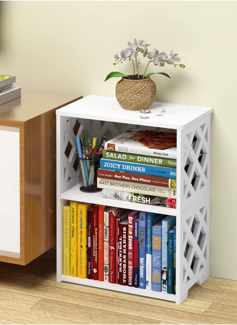 TPGP - Small Bookshelf, 3-Tier White Bookcase for Kids & Adults | 2-Shelf Open Storage Organizer for Bedroom, Living Room & Office | Ideal Small Bookshelf & Bookcase for Small Space - Image 1