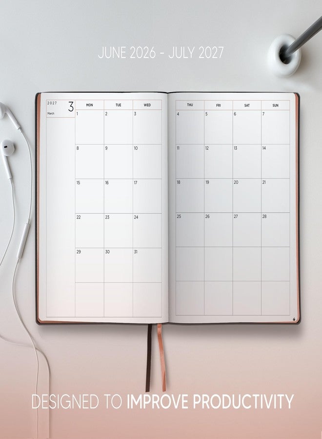 Inamio Academic Planner 2026-2027 - Rose Gold Edition, Weekly Planner and Monthly Planner - Hourly Appointment Book - Softcover Calendar, Simple Design for Productivity, June 2026 - July 2027 - 8.5 x 11 - Image 4