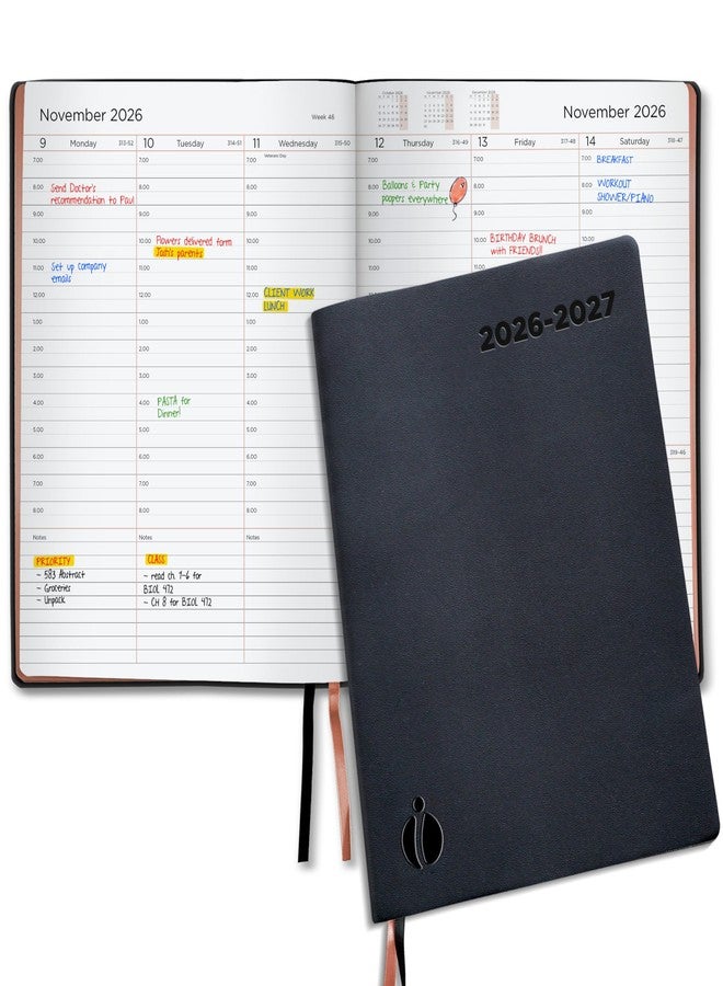 Inamio Academic Planner 2026-2027 - Rose Gold Edition, Weekly Planner and Monthly Planner - Hourly Appointment Book - Softcover Calendar, Simple Design for Productivity, June 2026 - July 2027 - 8.5 x 11 - Image 1