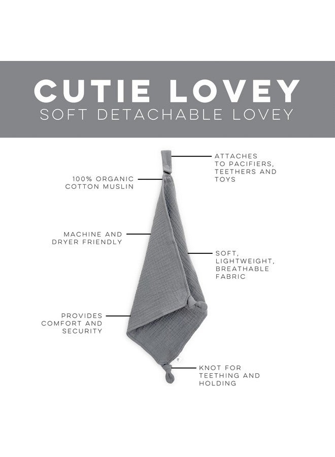 Ryan & Rose Ryan & Rose Cutie Lovey - Soft 100% Organic Cotton Muslin with Attachable Snap Closure - Loveys for Babies Newborn Baby Lovey Security Blankets for Babies Baby Blanket (Knot Smoke) - Image 2