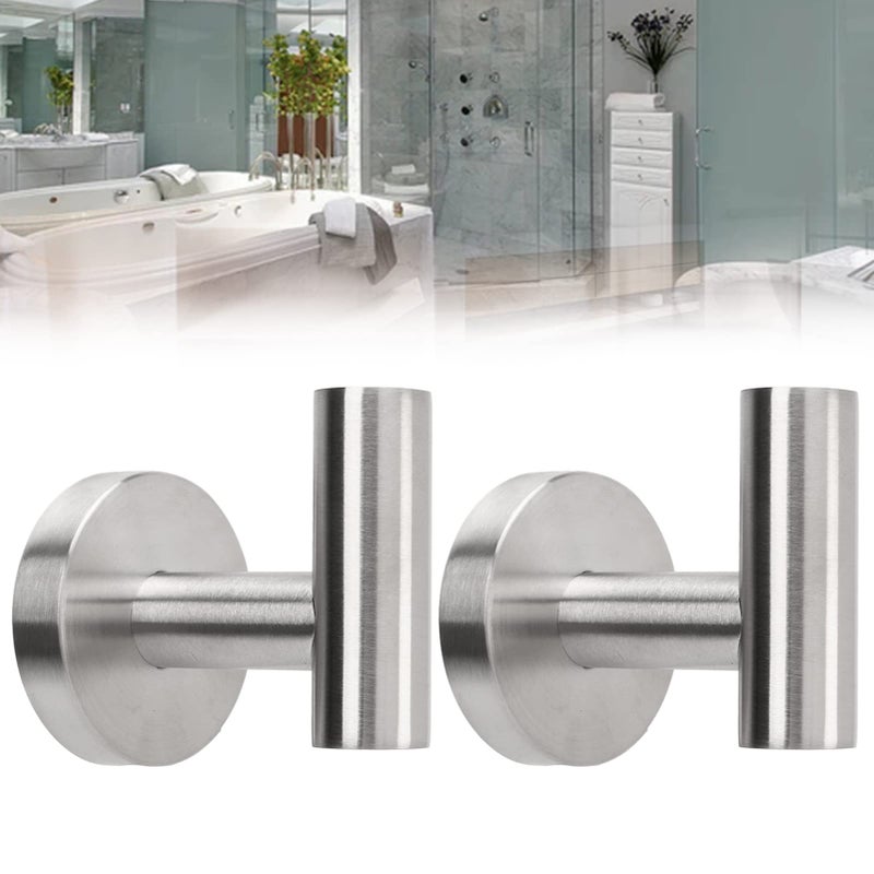 2 Pack Stainless Steel Bathroom Towel Hooks Wall Mounted For Robe Clothes Hats - Image 5