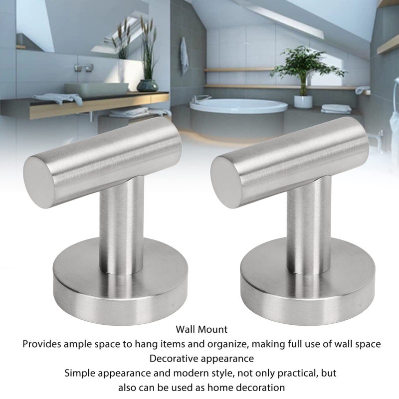 2 Pack Stainless Steel Bathroom Towel Hooks Wall Mounted For Robe Clothes Hats - Image 3